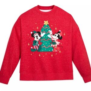 Mickey and Minnie Mouse Holiday Fashion Pullover Sweatshirt for Women (Size M)